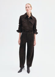 Western Shirt in Suede - Chocolate - CO Collections